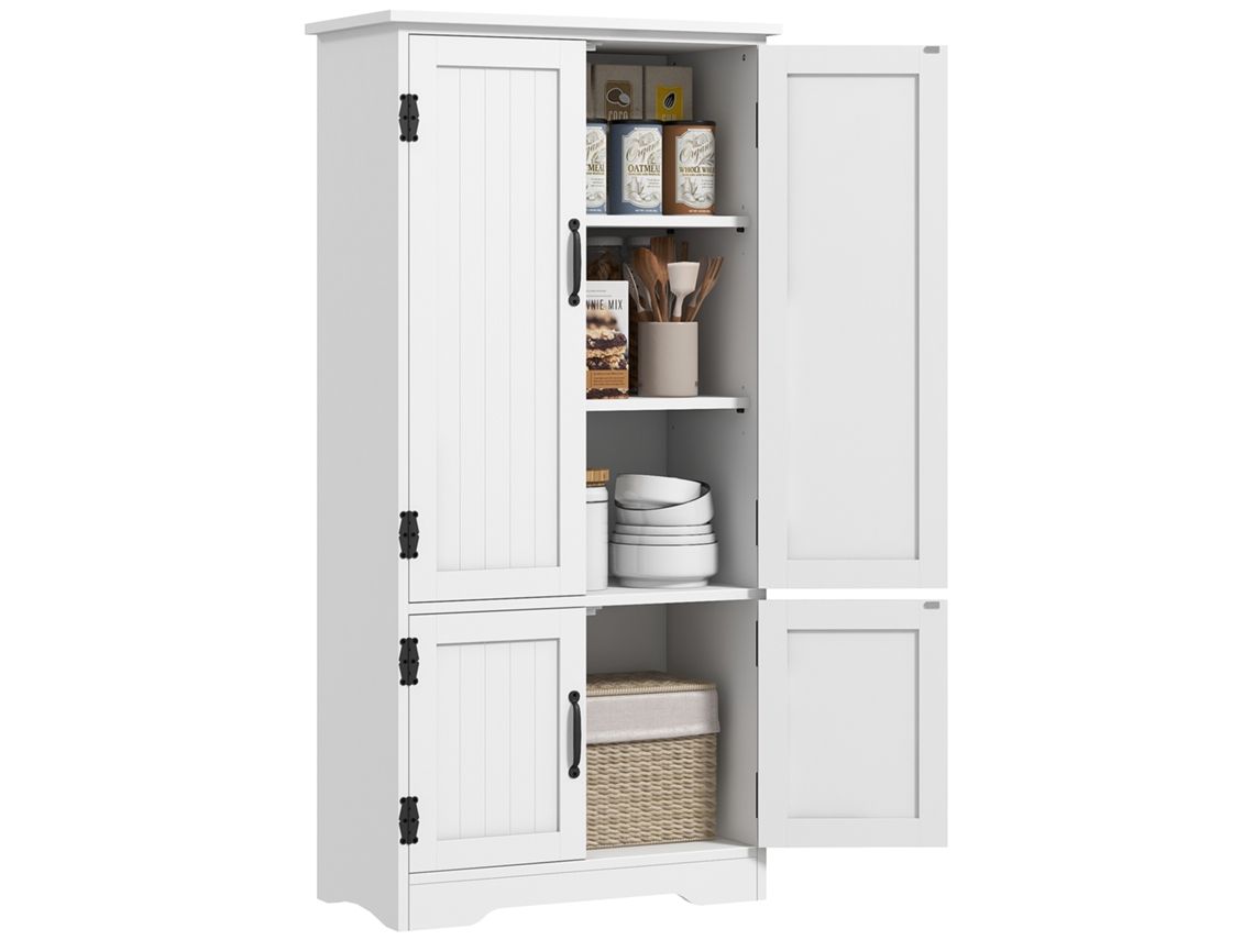 Ilha de Cozinha com Rodas, Bancada Dobrável, 2 Portas, Prateleira Ajustável, 129x65x91 Cm, Branco ZENCORE SERVICES