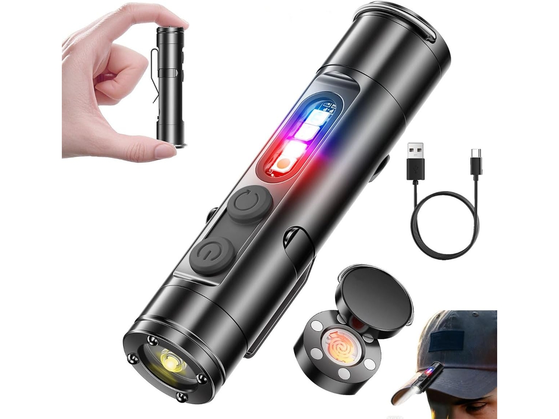 Lanterna Edc Recarregável, Mini Com Luz Cob, Chaveiro De 500 Lúmens,