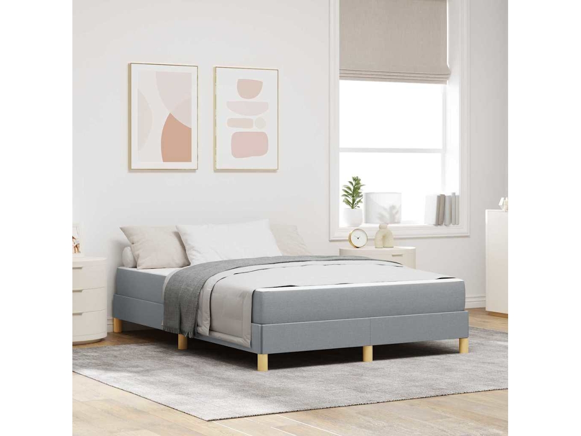 Vidaxl Cama Box Com Colchão Cinzento-claro 140 X 200 Cm Tecido