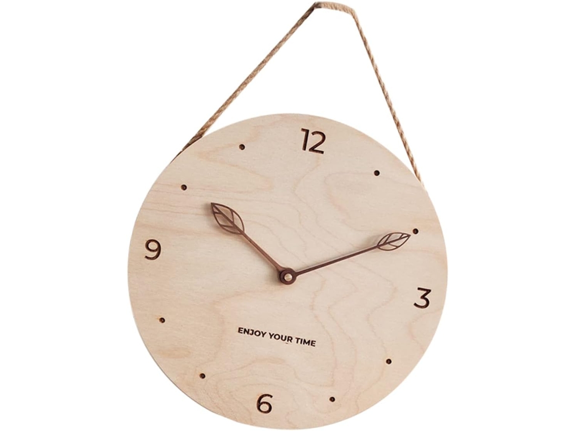 Relógio De Madeira Silencioso E Seguro Para Casa, Com Decoração De Folha De 30 Cm, Elegante Peça De Decoração De Parede. Gokoco