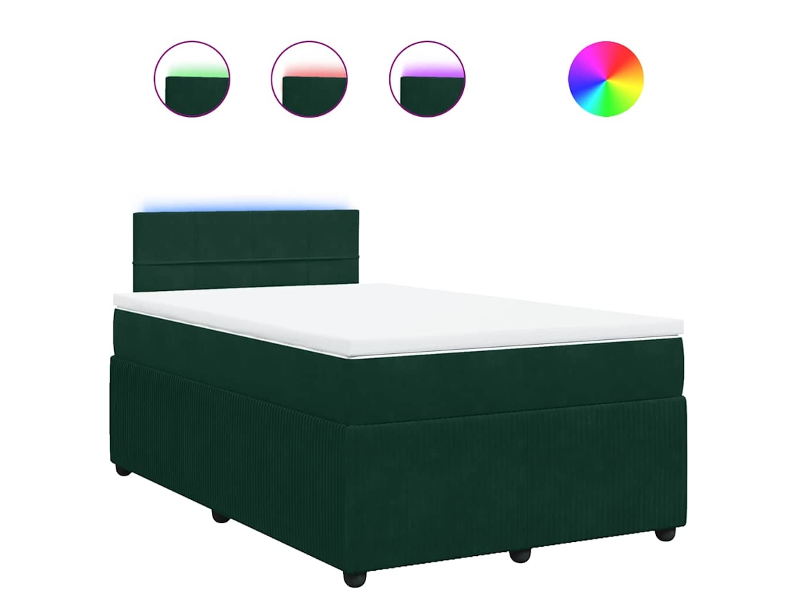 Cama Boxspring com Colchão Veludo Verde Escuro MAISON EXCLUSIVE (120x200 cm)