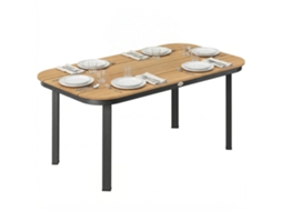 Mesa Retangular de Jardim para 4-6 Pessoas, Tampo Ripado em Wpc, 155x88x72cm, Cor Natural PROFESIA BOYANG