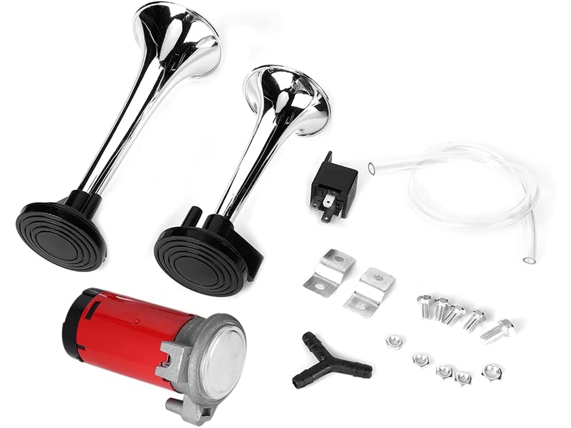 Buzina Air Super Fort 12v 120db, Trompete Dupla Universal Para Moto