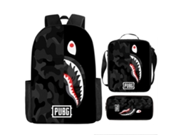Mochila De Estudante Panoona Tubarão Camuflado Conjunto 3 Peças 17 Pol Crianças Adolescentes Estilo 24