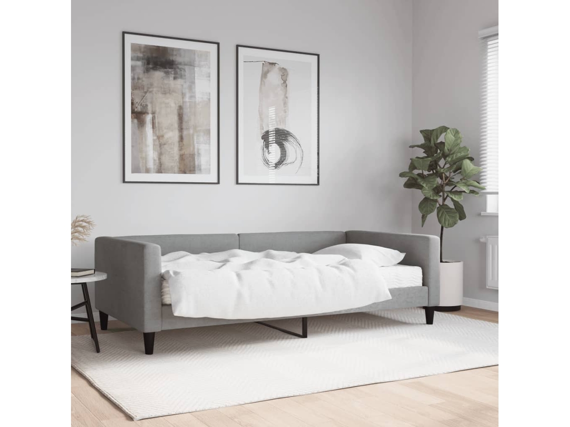 Vidaxl Sofá cama com Colchão 100x200 Cm Tecido Cinzento claro