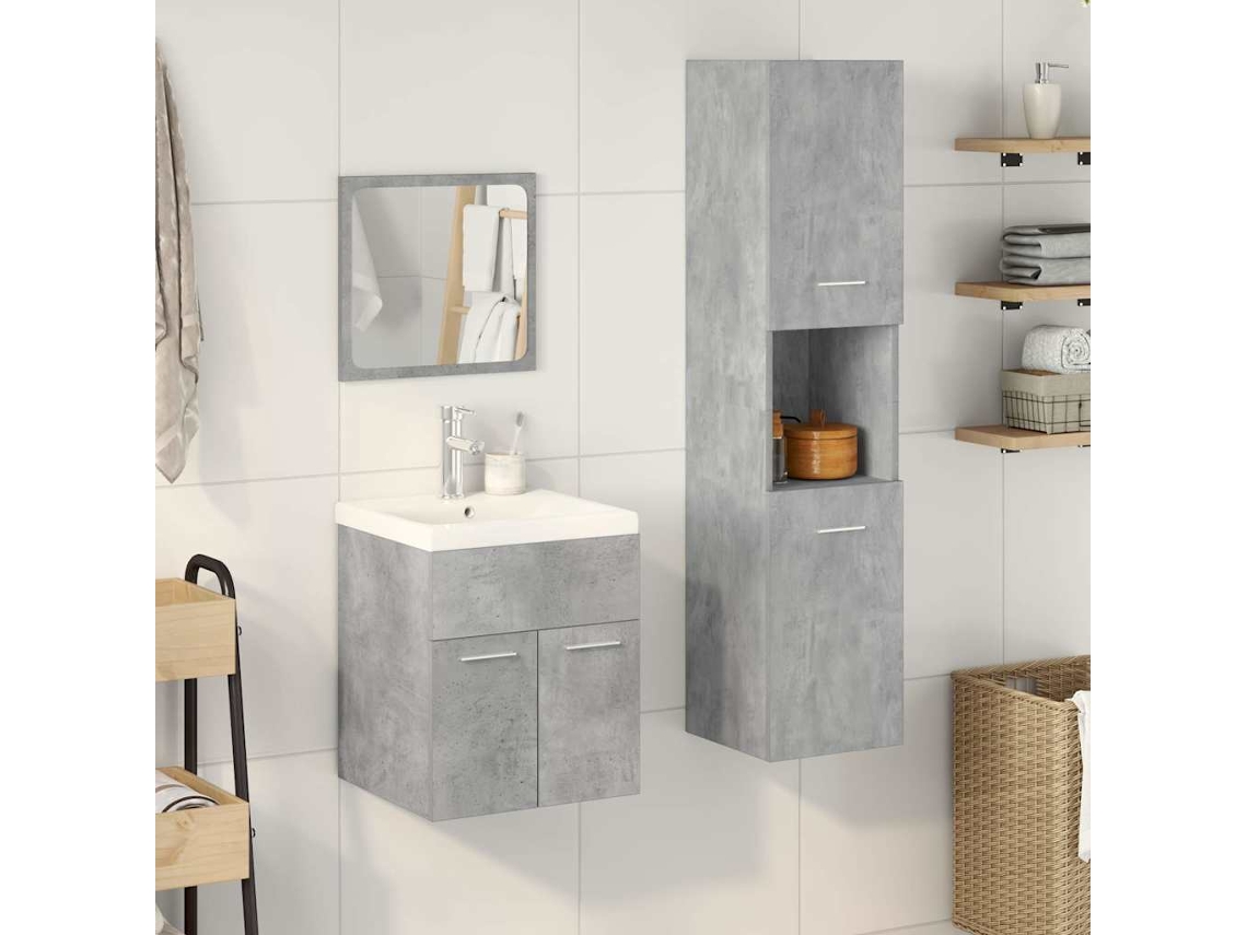 Maison Exclusive - 4 Pcs Conj. Móveis Casa Banho Derivados Madeira Cinza Cimento