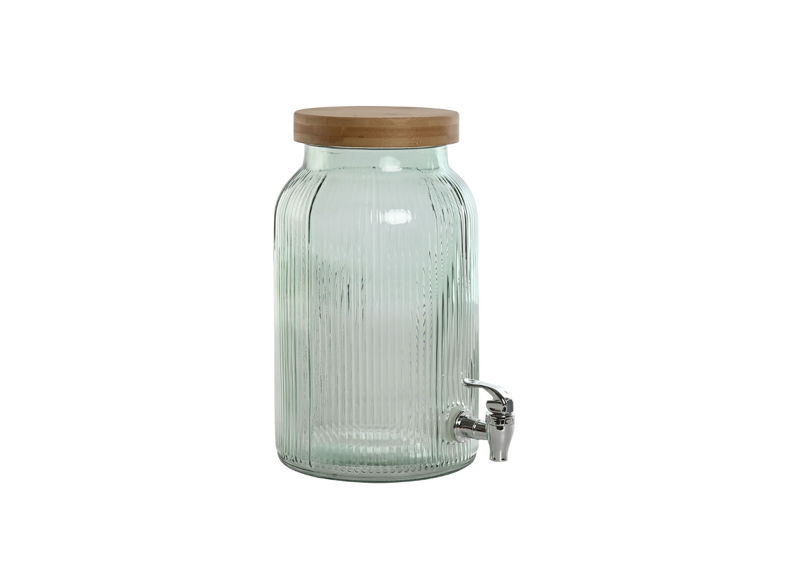 Dispensador de Bebidas HOME ESPRIT Prateado Silicone Bambu Cristal Plástico 5 5 L 18 X 18 X 31 Cm