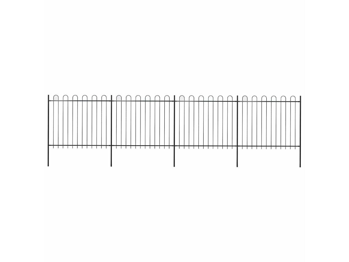Vidaxl Cerca De Jardim Com Arco Superior Em Aço 714,5x150 Cm Preta