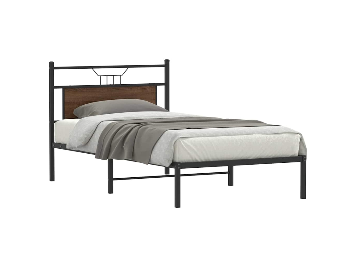 Vidaxl Estrutura Cama S/ Colchão Derivados Madeira Carvalho Castanho
