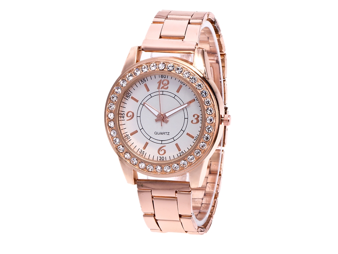 Reloj De Cuarzo Unisex Con Correa De Acero Casual Zhoulianfa (oro Rosa)