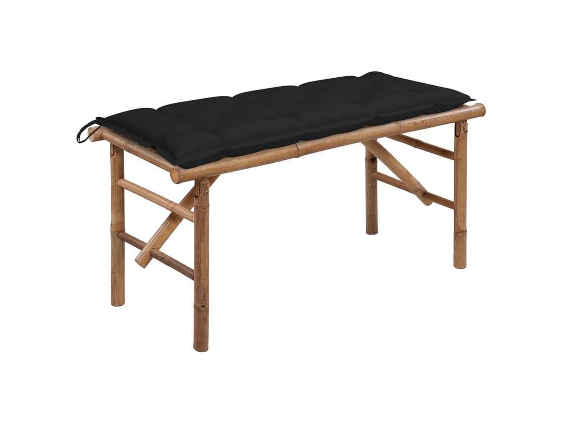 Vidaxl Banco De Jardim Dobrável Com Almofadão 118 Cm Bambu