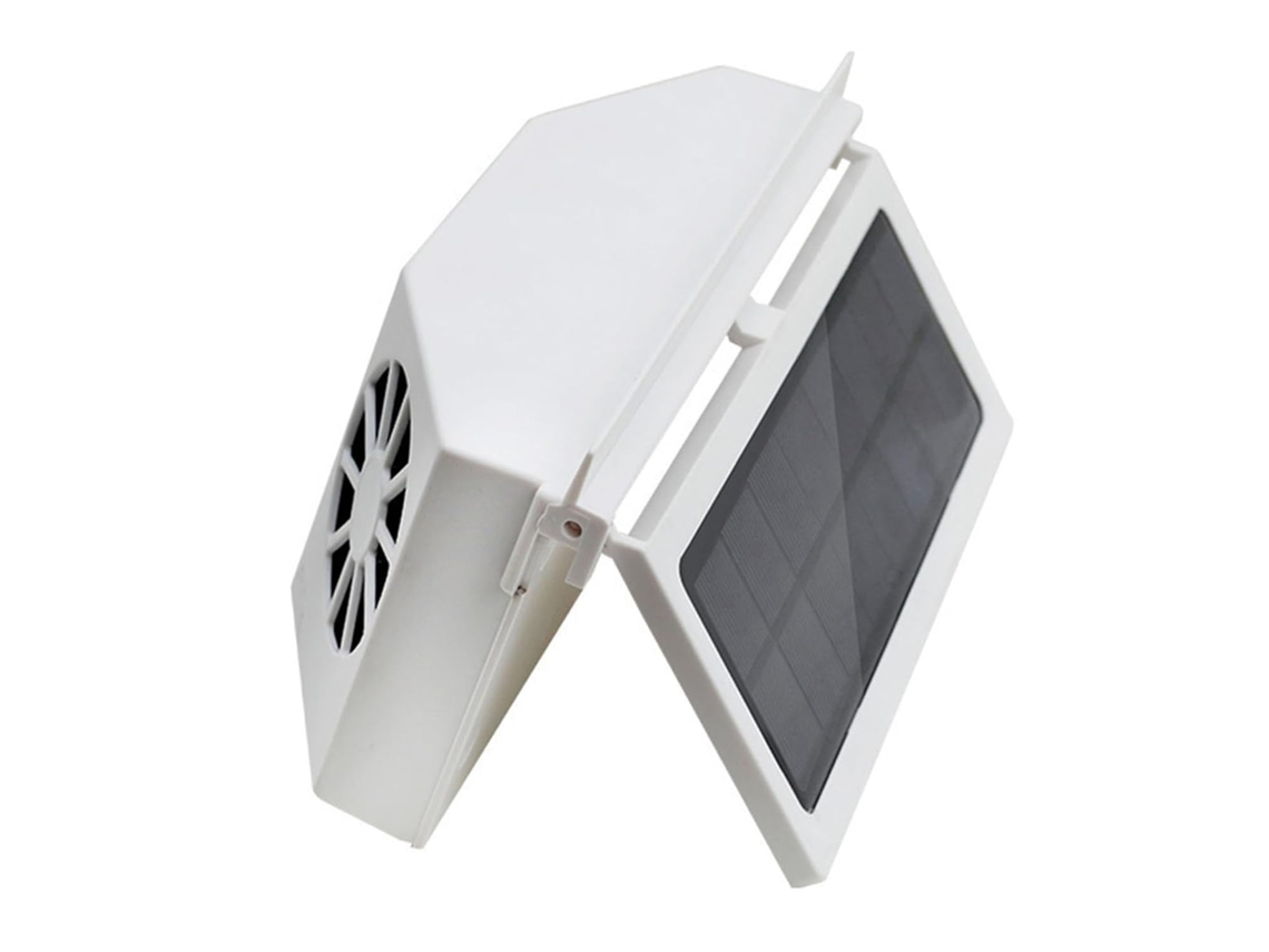 Ventilador Solar Branco Para Carro Com 3 Tomadas