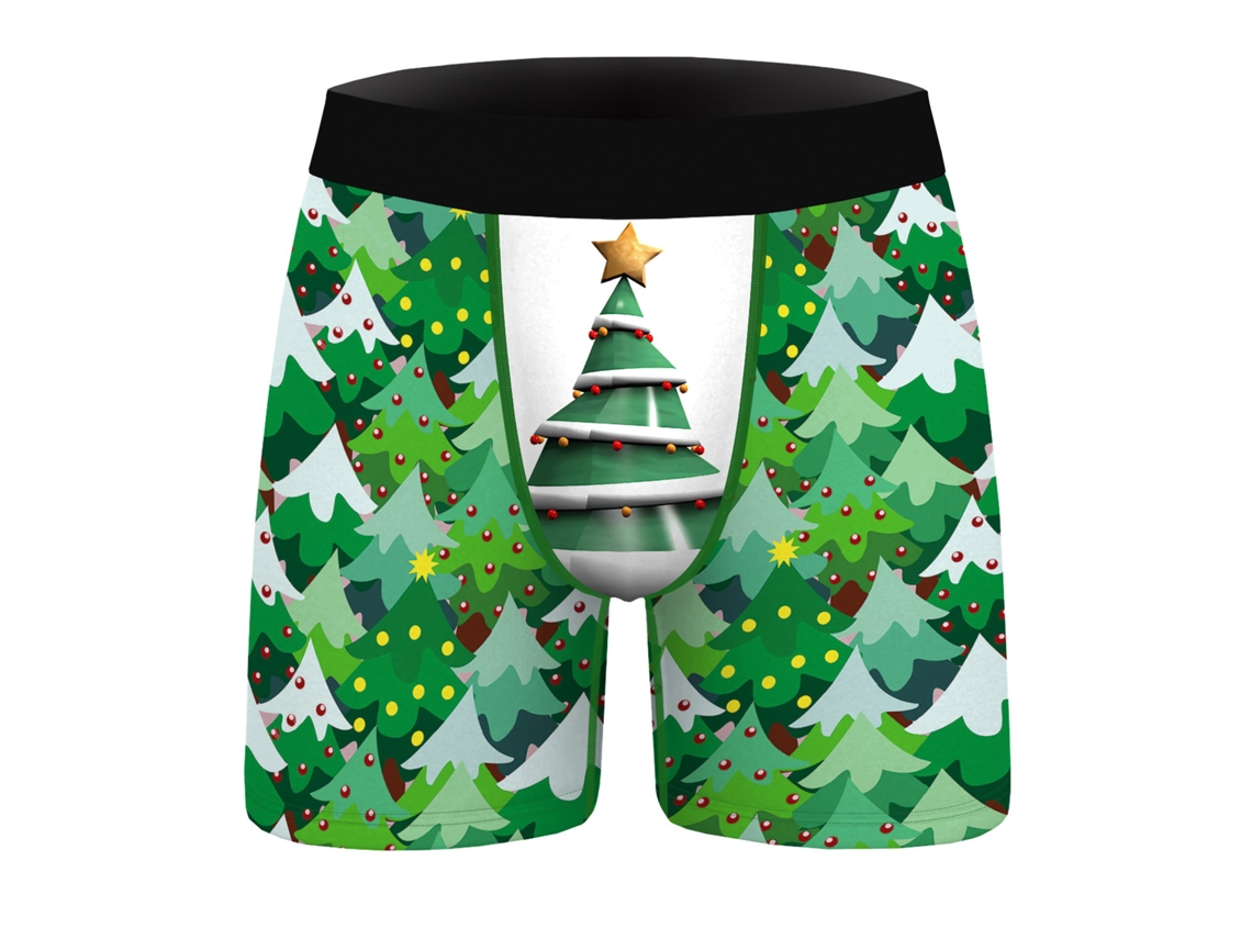 Cueca Boxer Estampada com Estampa de Natal para Homem 2Pcs Xxl
