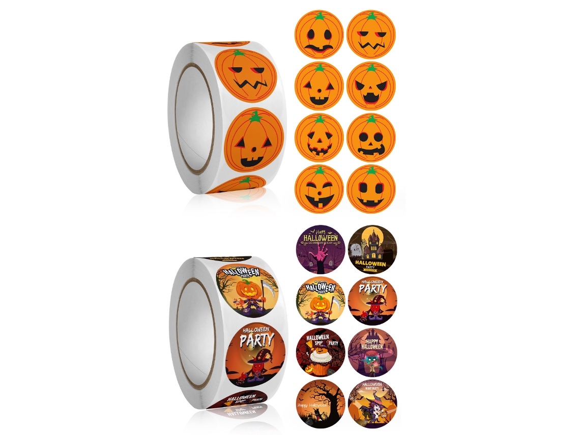 Decorações De Halloween, Rolo De Adesivos Autoadesivos Para A Temporada Assustadora Para Crianças, Adesivos À Prova Dágua Com Bruxa, Abóbora, Morcego