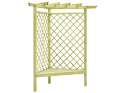 Vidaxl Pérgola De Canto Com Banco 130x130x197 Cm Pinho Impregnado