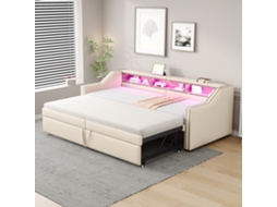 Sofá-cama 90/180x200 Led Usb Ripas Bege