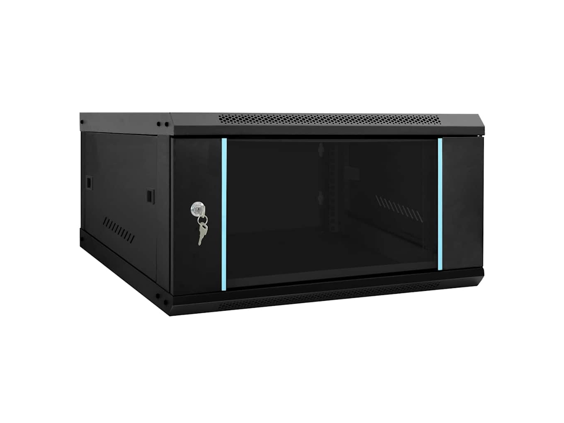Vidaxl Armário De Rede Com Armazenamento Preto 60 X 60 X 35 Cm Aço