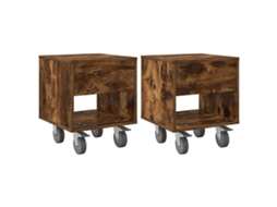 Conjunto de 2 Mesas de Cabeceira Carvalho Defumado MAISON EXCLUSIVE (40,5x40x48 cm)