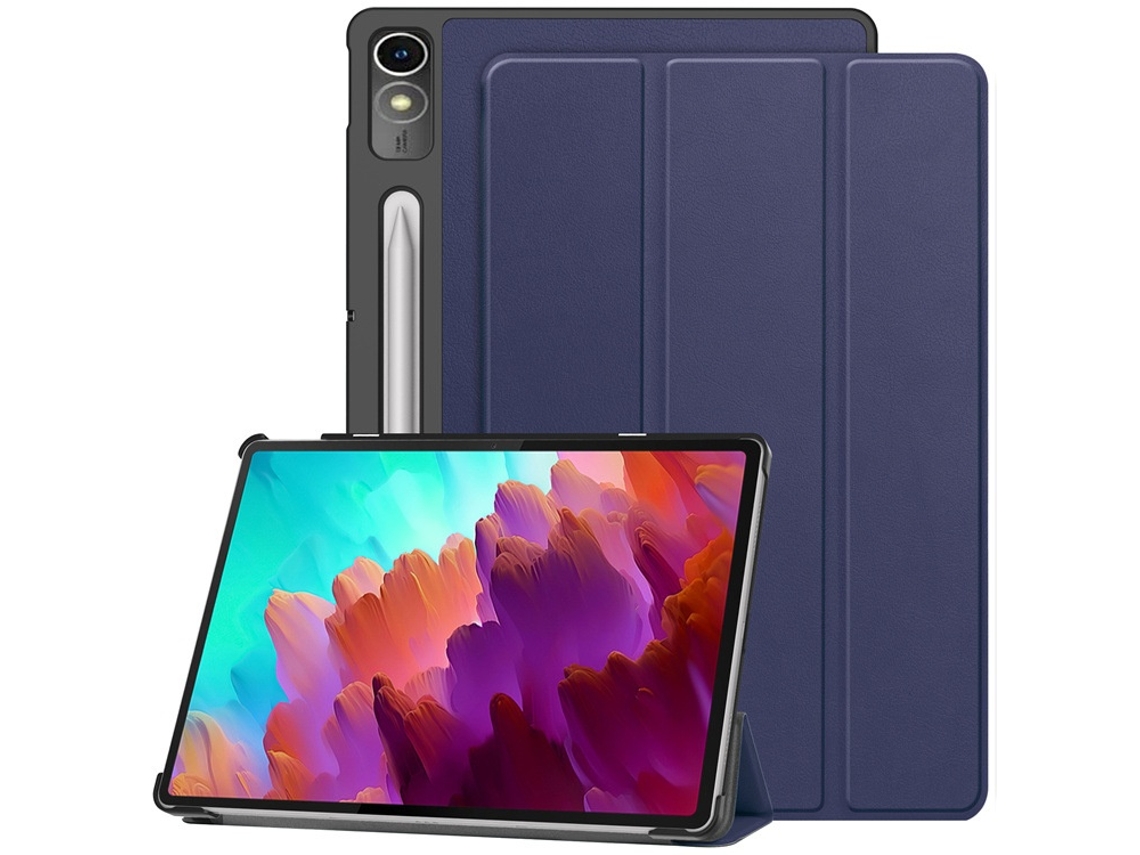 Capa Para Tablet Lurelia, Compatível Com Lenovo Xiaoxin Pad P12 12.7 Tb370fu 12,7", Azul Escuro, Couro Sintético, Dobrável Com Suporte, Função Sono