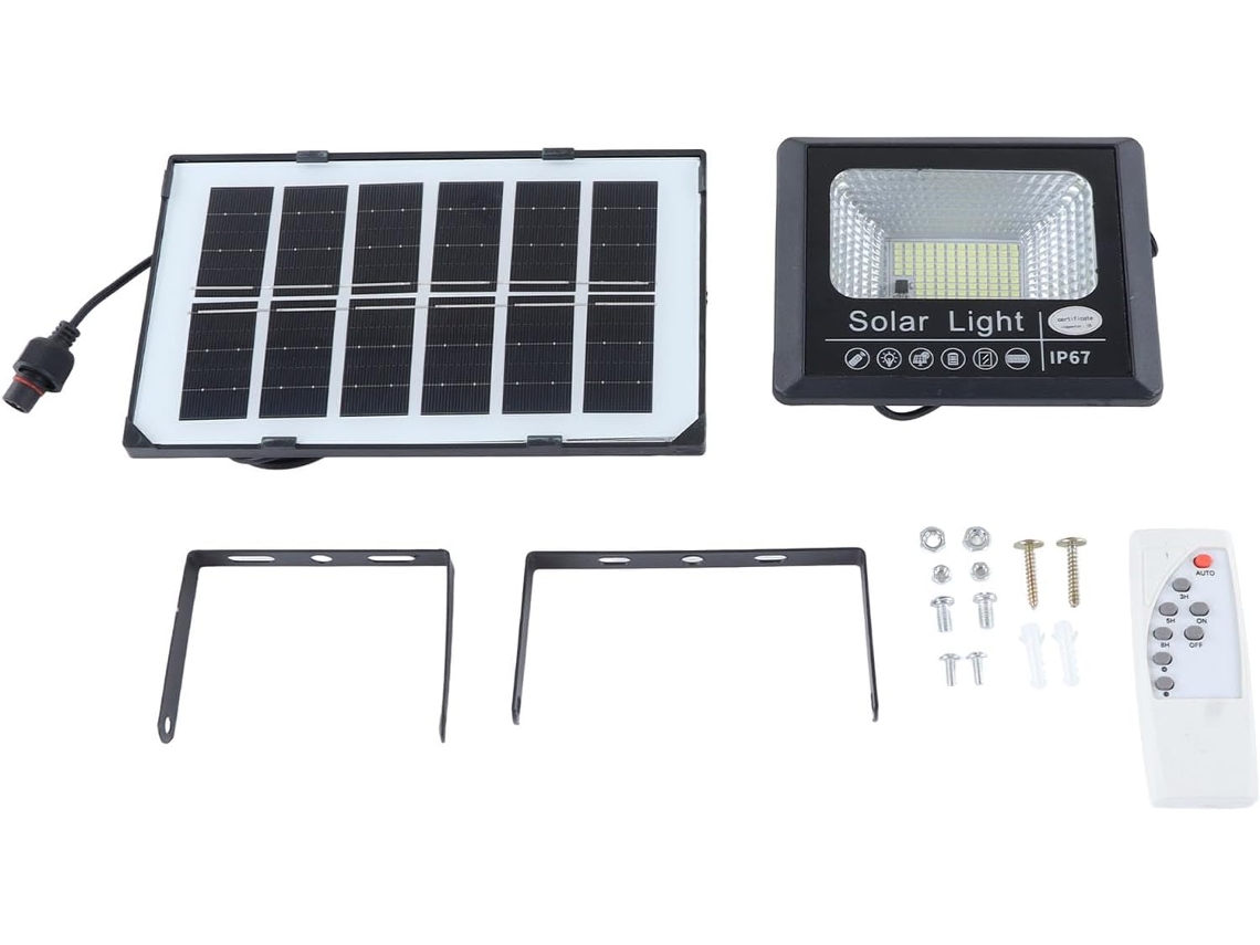 Lâmpada Solar De 30w, Ip67, Alto Brilho, Controle Remoto, Acendimento Automático Ao Anoitecer E Amanhecer, Ampla Área De