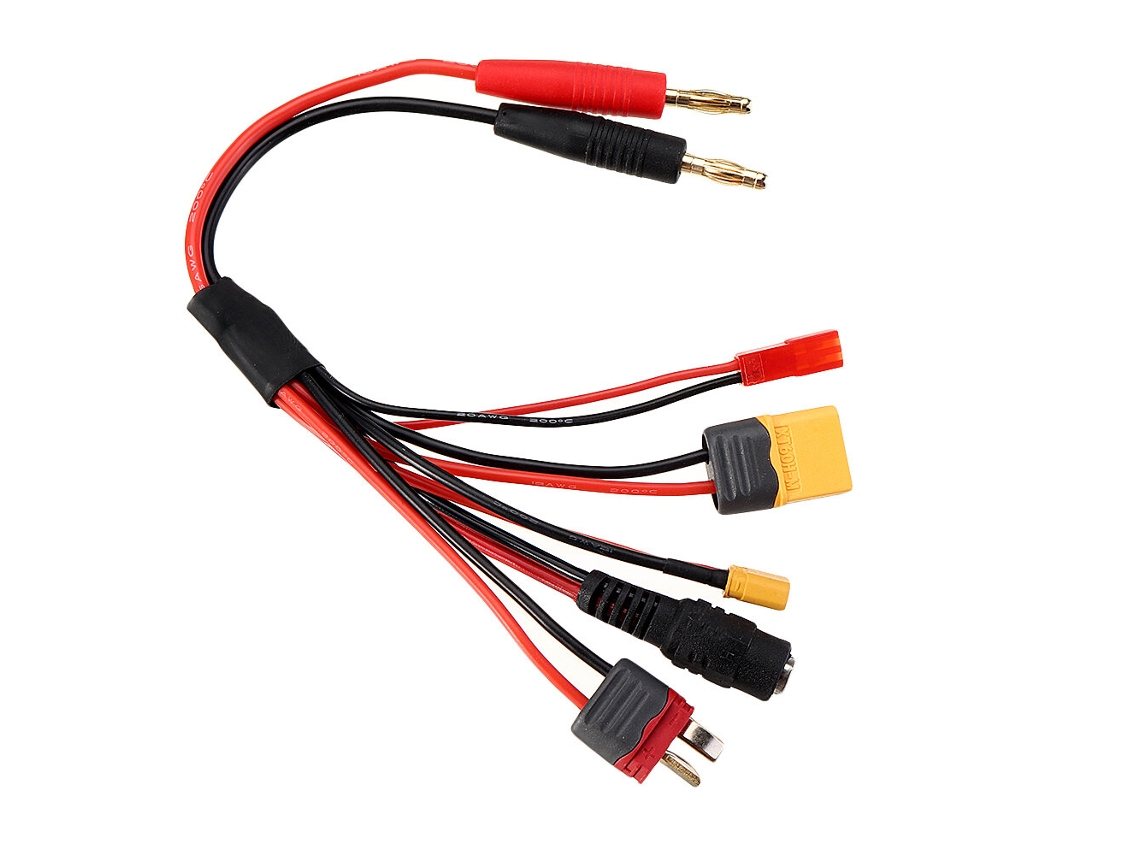 Cabo adaptador de carregador banana de 20 cm, 20 AWG, 4,0 mm, para conector T XT60 XT30 DC55 para carregador IMAX B6 ISDT