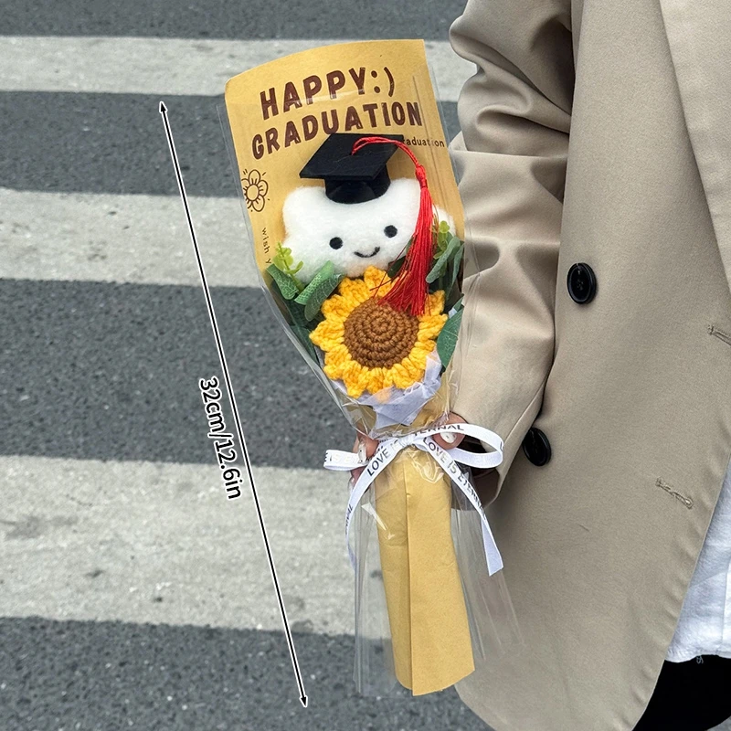 Flores de Crochê, Flores Feitas À Mão, Buquês de Formatura, Buquês de Crochê Feitos À Mão MDUG