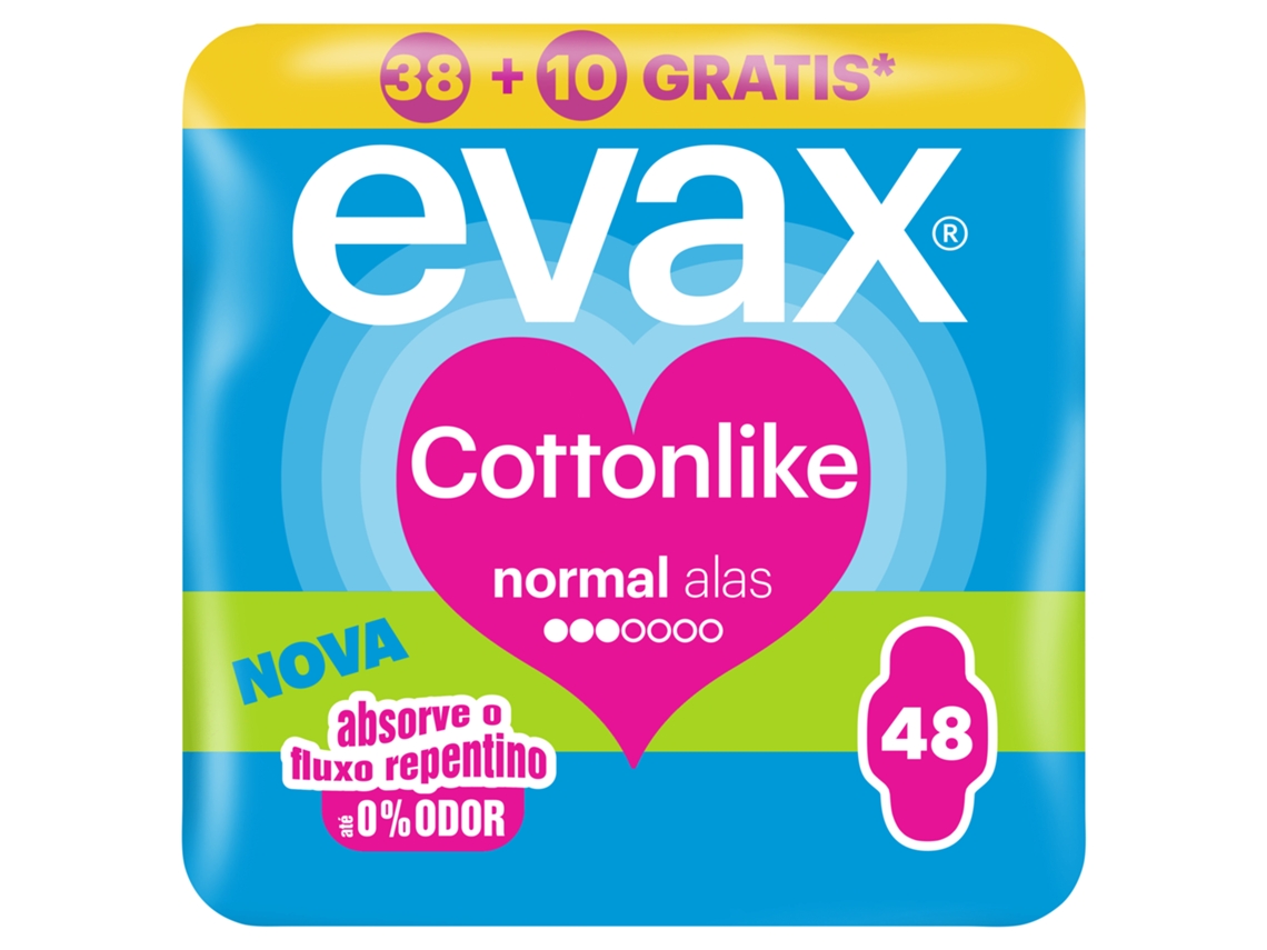Pensos Higiénicos Cottonlike Normal com Abas Evax