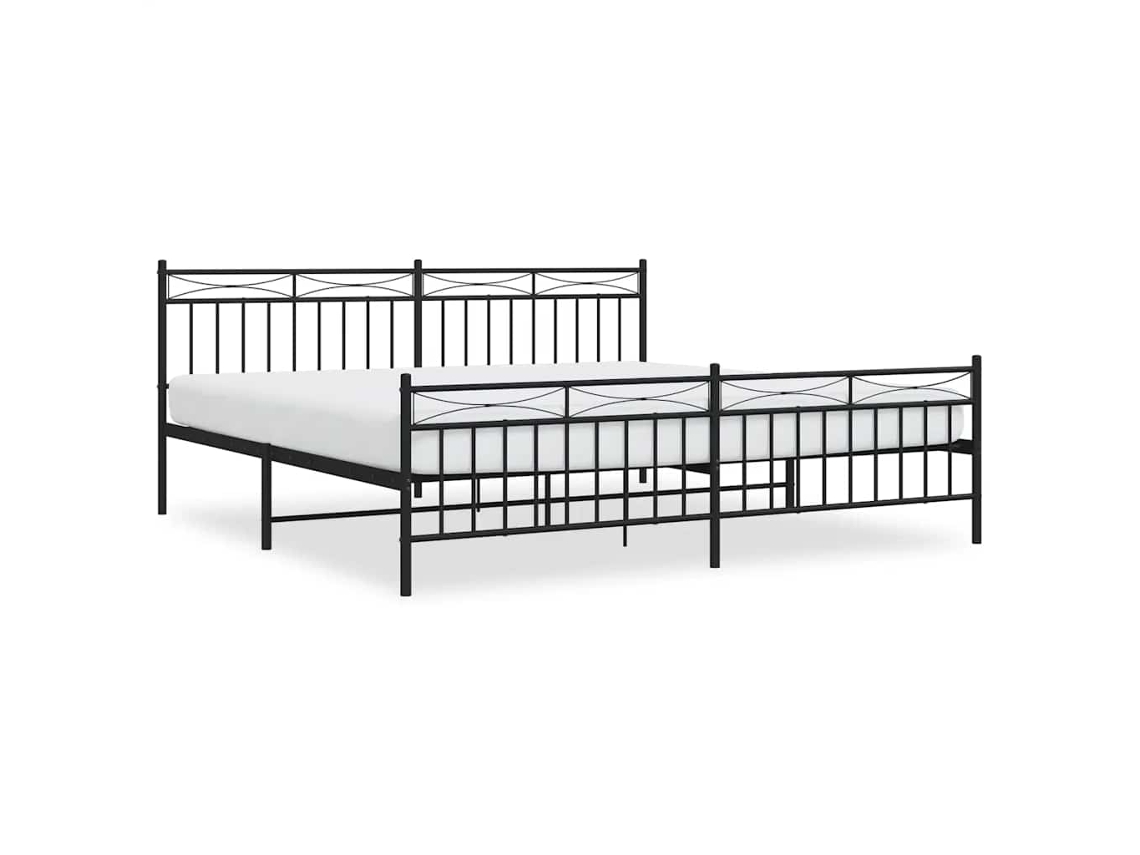 Bed Frame, Bed Frames Vidaxl Preto Aço (193 X 203 Cm)