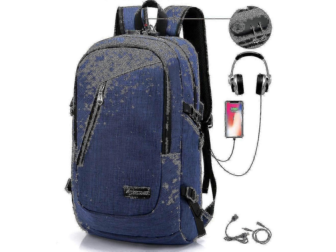 Mochila De Estudante Com Carregamento Usb, Mochila Escolar Para Jovens, Mochila Para Computador, Azul Olysi Shop