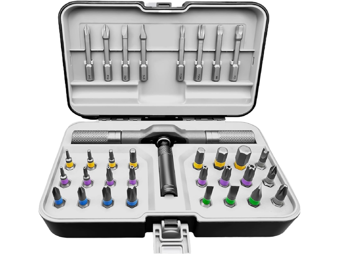 Conjunto De Bits Chave Fenda Ergonômica Com Cabo Em T E Catraca