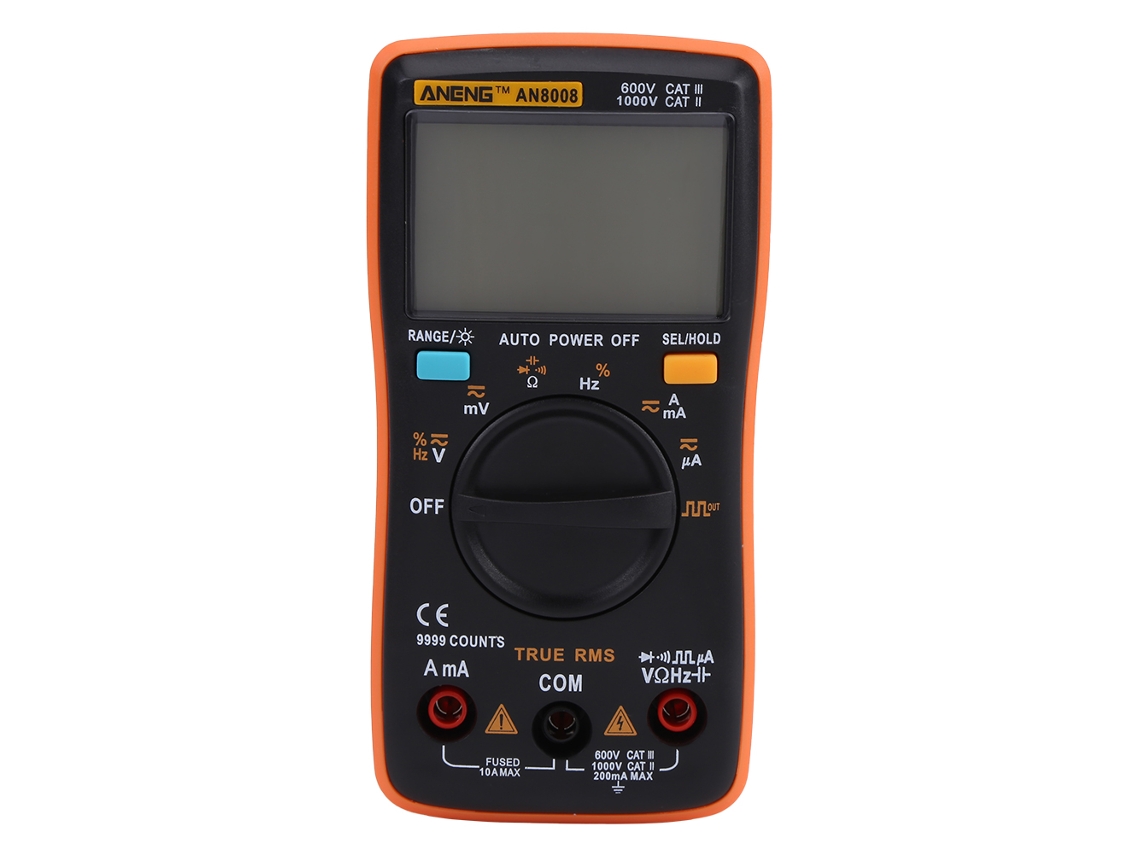 Lurelia Multímetro Digital, An8008, 999.9 V, 750 V, 750.0 V, True Rms, Alcance Automático, Luz De Fundo, Capacitância, Temperatura Ref. 213
