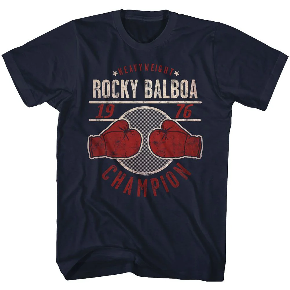 Unisex Adult T-shirt Rockinstone Rocky Movie Champ '76 Navy Sizel