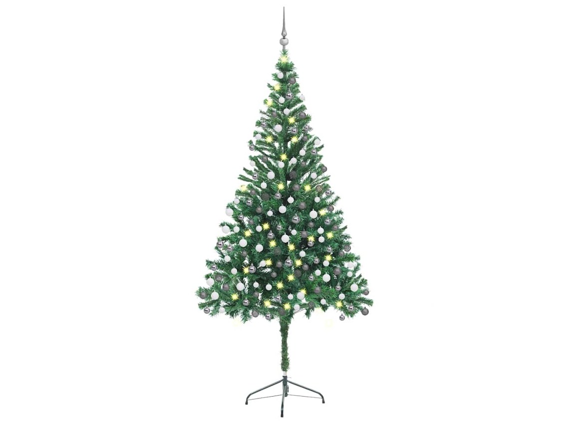 Vidaxl Árvore De Natal Artificial Pré-iluminada C/ Bolas 910 Ramos