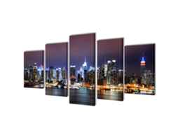 Políptico Multicromático Horizonto Nova Iorque 100 X 50 Cm