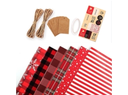Rolo De Papel De Embrulho De Natal Kraft Com 12 Folhas Recicladas Olysi Shop