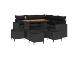 Conjunto 9 Sofá Exterior Vidaxl Preto Vime Pe (110 X 55 X 71 Cm)