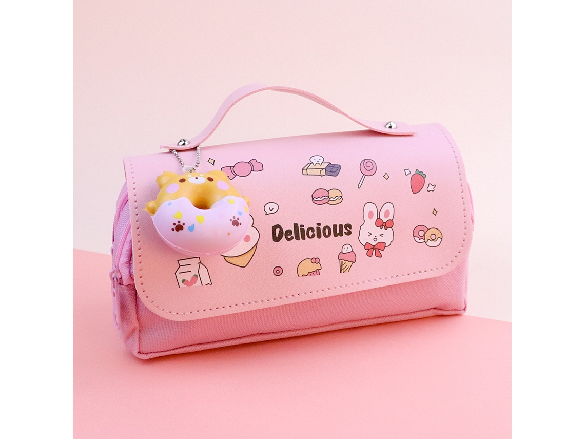 Estojo de Lápis Fofo e Espaçoso, Porta canetas Criativo em Estilo Coreano, Material Escolar para Meninas MDUG (estilo Rosa 4)
