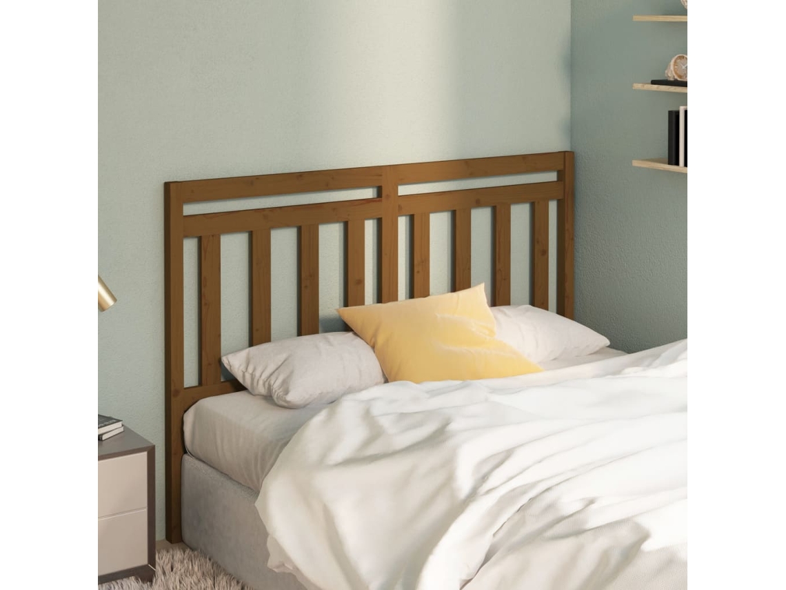 Vidaxl Cabeceira De Cama 126x4x100 Cm Pinho Maciço Castanho Mel