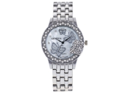 Relógio de Pulso Analógico de Quartzo com Pulseira de Aço Estilo Fashion Prata