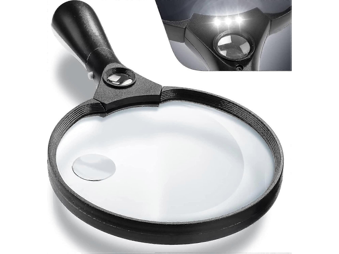 Lupa Manual, 2x, 4x, 25x, Led, Extra Grande, Leitura, Artesanato, Idosos