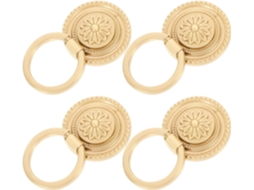 Conjunto De 4 Puxadores Redondos Dourados Em Latão Com Formato Flor Para Armários, 48mm De Diâmetro