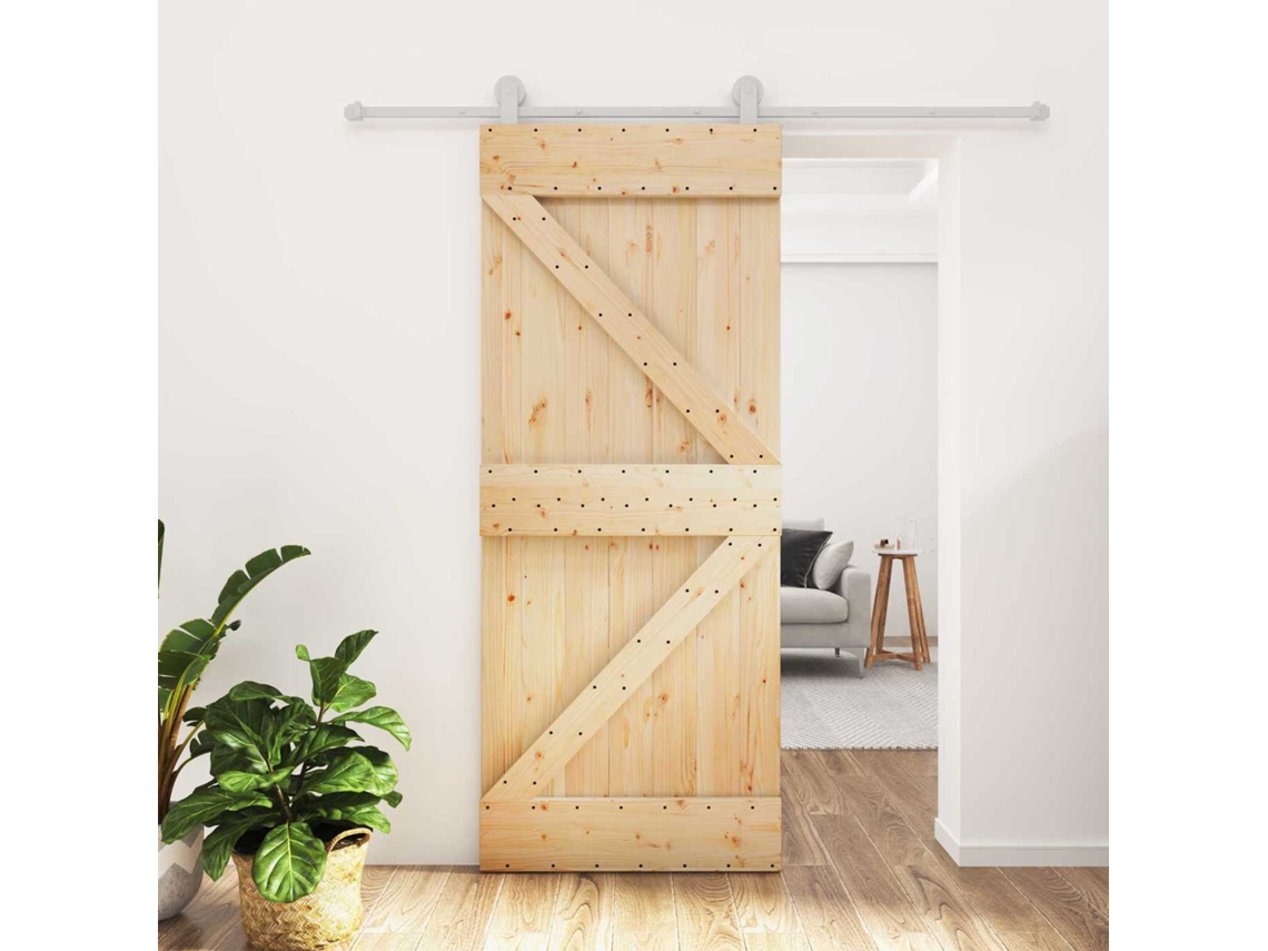 Vidaxl Porta Deslizante 85 X 210 Cm Natural E Branco