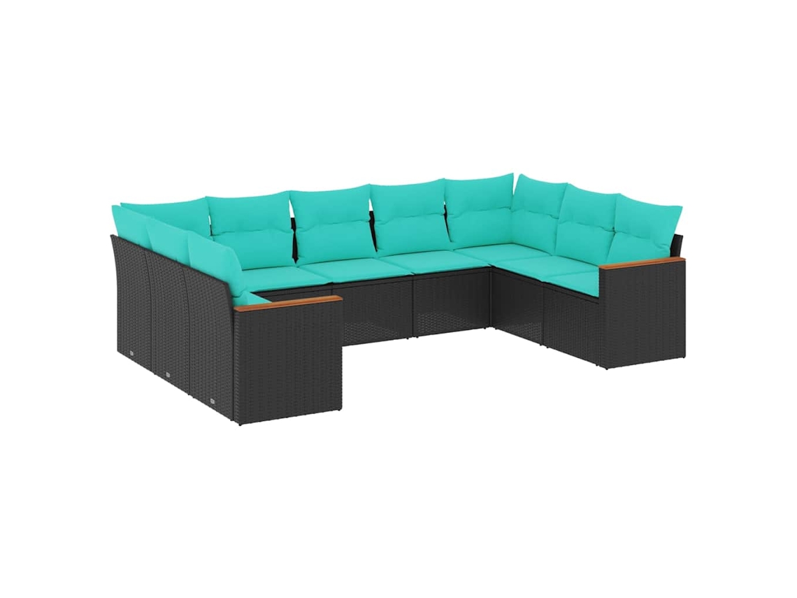 Conjunto de Sofá de Jardim, 5 Peças, Almofadas, Rattan Preto MAISON EXCLUSIVE