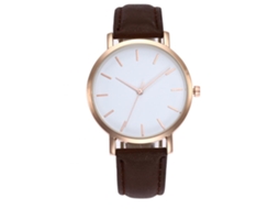 Reloj De Pulsera De Pareja Casual Trendy De Cuarzo Con Correa Pu Café Para Hombre Y Mujer