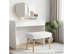Vidaxl Banco Com Tufting Em Canal Branco 60 X 40 X 45 Cm Tecido