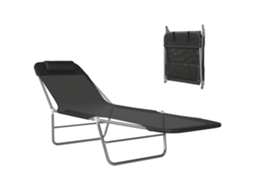 Cama dobrável de sol com encosto reclinável e almofada, 182x56x24,5 cm BTFORUS