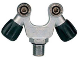 Torneira Para Garrafas de Mergulho TECNOMAR Inox Double Oulet Valve M25