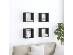 Vidaxl Prateleiras De Parede 4 Pcs Carvalho Preto Madeira Processada