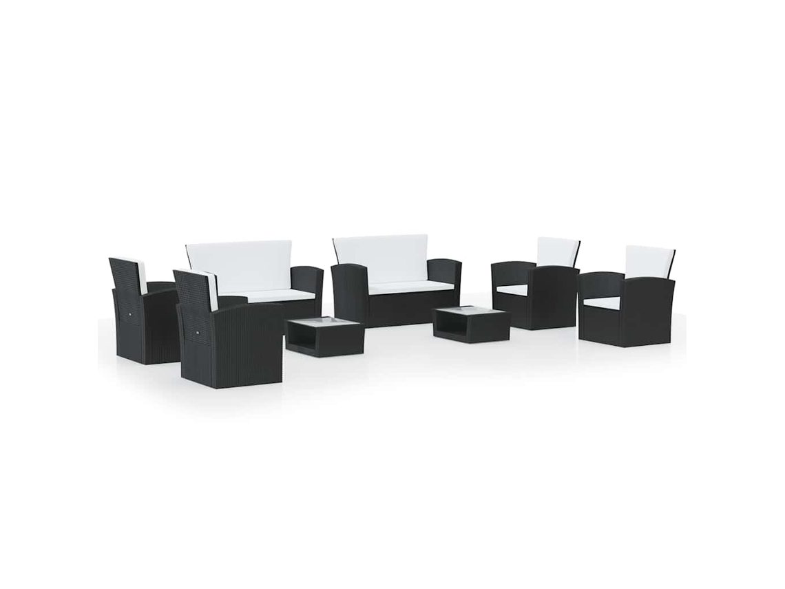Maison Exclusive - 8 Pcs Conjunto Lounge De Jardim C/ Almofadões Vime Pe Preto