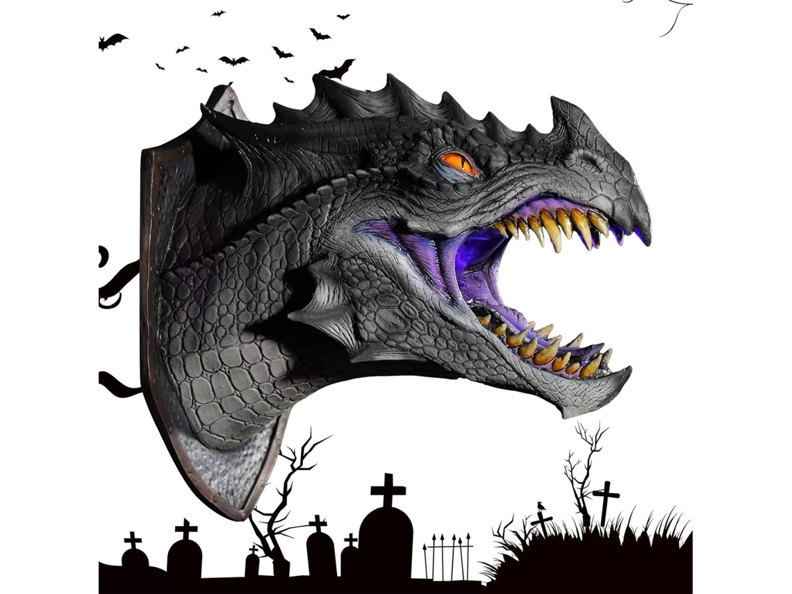 Cabeça De Dragão Para Parede | Escultura De Olho Em Led 3d | Suporte Iluminado Em Led